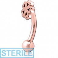STERILE ROSE GOLD PVD COATED SURGICAL STEEL FANCY CURVED MICRO BARBELL - CLOVER PIERCING