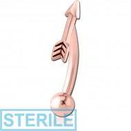STERILE ROSE GOLD PVD COATED SURGICAL STEEL FANCY CURVED MICRO BARBELL - ARROW PIERCING