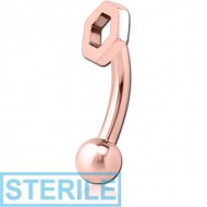 STERILE ROSE GOLD PVD COATED SURGICAL STEEL FANCY CURVED MICRO BARBELL - HEXAGON PIERCING