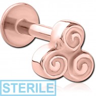 STERILE ROSE GOLD PVD COATED SURGICAL STEEL MICRO LABRET WITH ATTACHMENT - TRISQUEL PIERCING