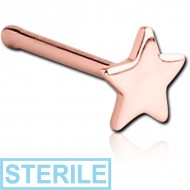 STERILE ROSE GOLD PVD COATED SURGICAL STEEL STAR NOSE BONE PIERCING