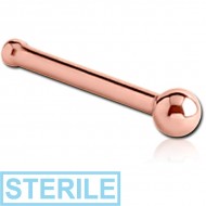 STERILE ROSE GOLD PVD COATED SURGICAL STEEL BALL NOSE BONE PIERCING