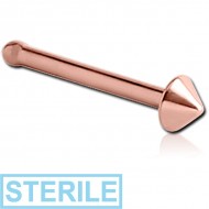STERILE ROSE GOLD PVD COATED SURGICAL STEEL CONE NOSE BONE PIERCING
