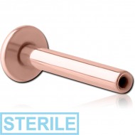 STERILE ROSE GOLD PVD COATED SURGICAL STEEL THREADLESS LABRET PIN