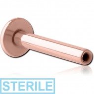 STERILE ROSE GOLD PVD COATED SURGICAL STEEL THREADLESS LABRET PIN PIERCING