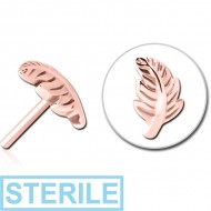 STERILE ROSE GOLD PVD COATED SURGICAL STEEL THREADLESS ATTACHMENT - LEAF PIERCING
