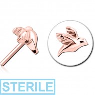 STERILE ROSE GOLD PVD COATED SURGICAL STEEL THREADLESS ATTACHMENT - BIRD PIERCING