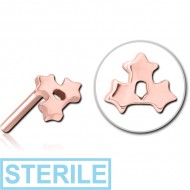 STERILE ROSE GOLD PVD COATED SURGICAL STEEL THREADLESS ATTACHMENT - TRIPLE STAR PIERCING