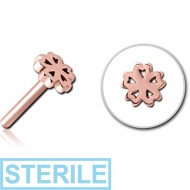 STERILE ROSE GOLD PVD COATED SURGICAL STEEL THREADLESS ATTACHMENT - CLOVER PIERCING