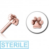 STERILE ROSE GOLD PVD COATED SURGICAL STEEL THREADLESS ATTACHMENT - PLAIN ANIMAL PAW PIERCING