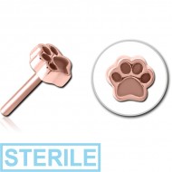 STERILE ROSE GOLD PVD COATED SURGICAL STEEL THREADLESS ATTACHMENT - ANIMAL PAW INDENT PIERCING