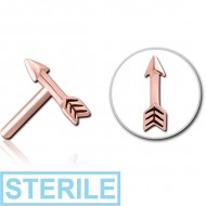 STERILE ROSE GOLD PVD COATED SURGICAL STEEL THREADLESS ATTACHMENT - ARROW PIERCING