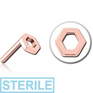 STERILE ROSE GOLD PVD COATED SURGICAL STEEL THREADLESS ATTACHMENT - HEXAGON PIERCING