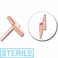 STERILE ROSE GOLD PVD COATED SURGICAL STEEL THREADLESS ATTACHMENT - LIGHTNING PIERCING