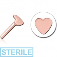 STERILE ROSE GOLD PVD COATED SURGICAL STEEL THREADLESS ATTACHMENT - HEART PIERCING