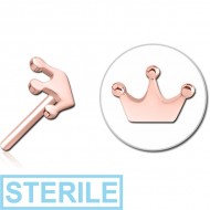 STERILE ROSE GOLD PVD COATED SURGICAL STEEL THREADLESS ATTACHMENT - CROWN PIERCING