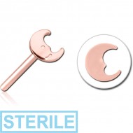 STERILE ROSE GOLD PVD COATED SURGICAL STEEL THREADLESS ATTACHMENT - MOON PIERCING
