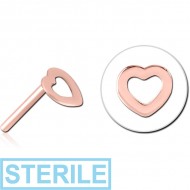 STERILE ROSE GOLD PVD COATED SURGICAL STEEL THREADLESS ATTACHMENT - HEART PIERCING