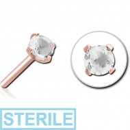 STERILE ROSE GOLD PVD COATED SURGICAL STEEL JEWELLED THREADLESS ATTACHMENT - ROUND PIERCING