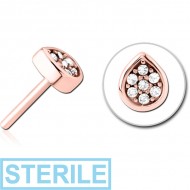 STERILE ROSE GOLD PVD COATED SURGICAL STEEL JEWELLED THREADLESS ATTACHMENT - DROP PIERCING