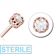 STERILE ROSE GOLD PVD COATED SURGICAL STEEL JEWELLED THREADLESS ATTACHMENT - CROWN PIERCING