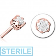 STERILE ROSE GOLD PVD COATED SURGICAL STEEL JEWELLED THREADLESS ATTACHMENT - CROWN PIERCING