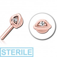 STERILE ROSE GOLD PVD COATED SURGICAL STEEL JEWELLED THREADLESS ATTACHMENT - HALF OPEN EYE PIERCING
