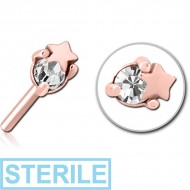 STERILE ROSE GOLD PVD COATED SURGICAL STEEL JEWELLED THREADLESS ATTACHMENT - STAR AND GEM PIERCING