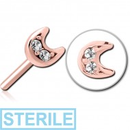 STERILE ROSE GOLD PVD COATED SURGICAL STEEL JEWELLED THREADLESS ATTACHMENT - CRESCENT PRONGS PIERCING
