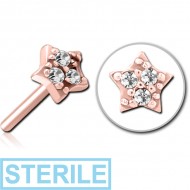 STERILE ROSE GOLD PVD COATED SURGICAL STEEL JEWELLED THREADLESS ATTACHMENT - STAR PRONGS PIERCING