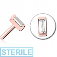 STERILE ROSE GOLD PVD COATED SURGICAL STEEL JEWELLED THREADLESS ATTACHMENT - SQUARE PIERCING