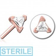 STERILE ROSE GOLD PVD COATED SURGICAL STEEL JEWELLED THREADLESS ATTACHMENT - TRIANGLE PIERCING