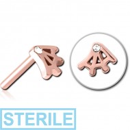 STERILE ROSE GOLD PVD COATED SURGICAL STEEL JEWELLED THREADLESS ATTACHMENT - WEB PIERCING