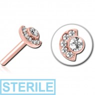 STERILE ROSE GOLD PVD COATED SURGICAL STEEL JEWELLED THREADLESS ATTACHMENT - MOON AND STARS PIERCING