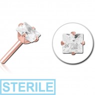 STERILE ROSE GOLD PVD COATED SURGICAL STEEL JEWELLED THREADLESS ATTACHMENT - SQUARE PIERCING