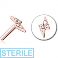 STERILE ROSE GOLD PVD COATED SURGICAL STEEL JEWELLED THREADLESS ATTACHMENT - THUNDER PIERCING