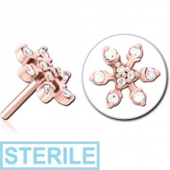 STERILE ROSE GOLD PVD COATED SURGICAL STEEL JEWELLED THREADLESS ATTACHMENT - SNOWFLAKE PIERCING