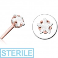 STERILE ROSE GOLD PVD COATED SURGICAL STEEL JEWELLED THREADLESS ATTACHMENT - STAR PIERCING