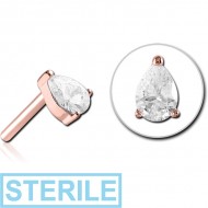 STERILE ROSE GOLD PVD COATED SURGICAL STEEL JEWELLED THREADLESS ATTACHMENT - DROP PIERCING
