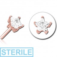 STERILE ROSE GOLD PVD COATED SURGICAL STEEL JEWELLED THREADLESS ATTACHMENT - STAR PIERCING