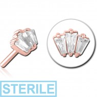 STERILE ROSE GOLD PVD COATED SURGICAL STEEL JEWELLED THREADLESS ATTACHMENT PIERCING