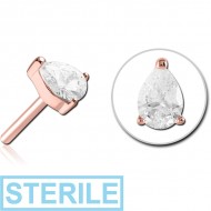 STERILE ROSE GOLD PVD COATED SURGICAL STEEL JEWELLED THREADLESS ATTACHMENT - DROP PIERCING