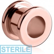 STERILE ROSE GOLD PVD COATED STAINLESS STEEL ROUND-EDGE THREADED TUNNEL PIERCING