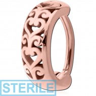 STERILE ROSE GOLD PVD COATED SURGICAL STEEL BELLY CLICKER - FILIGREE PIERCING