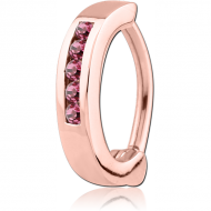 ROSE GOLD PVD COATED SURGICAL STEEL JEWELLED BELLY CLICKER - FIVE GEMS PIERCING