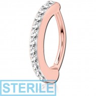 STERILE ROSE GOLD PVD COATED SURGICAL STEEL CRYSTALINE JEWELLED BELLY CLICKER PIERCING