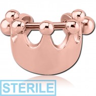STERILE ROSE GOLD PVD COATED SURGICAL STEEL CARTILAGE SHIELD - CROWN PIERCING