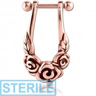 STERILE ROSE GOLD PVD COATED SURGICAL STEEL CARTILAGE SHIELD - ROSES PIERCING