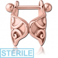 STERILE ROSE GOLD PVD COATED SURGICAL STEEL CARTILAGE SHIELD - WINGS PIERCING