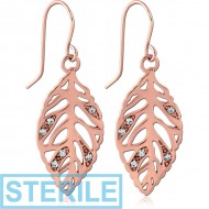 STERILE ROSE GOLD PVD COATED SURGICAL STEEL EARRINGS - BIG LEAFS PIERCING